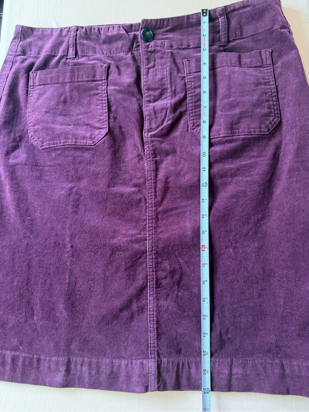Tribal Plum Corduroy Pencil Skirt with Front Patch Pockets - Picture 5 of 8